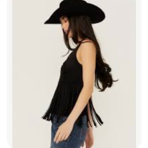 Idyllwind Pendleton Black faux suede Fringe Tank top M Rodeo Western Country - Picture 2 of 8